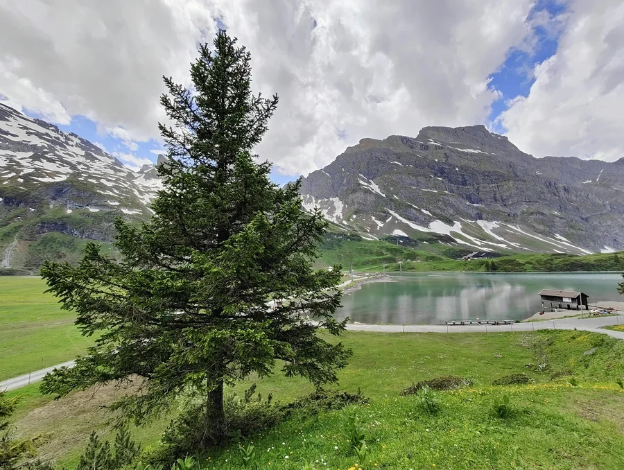 Alpine lake and mountain scenery at Titlis in Engelberg, Switzerland